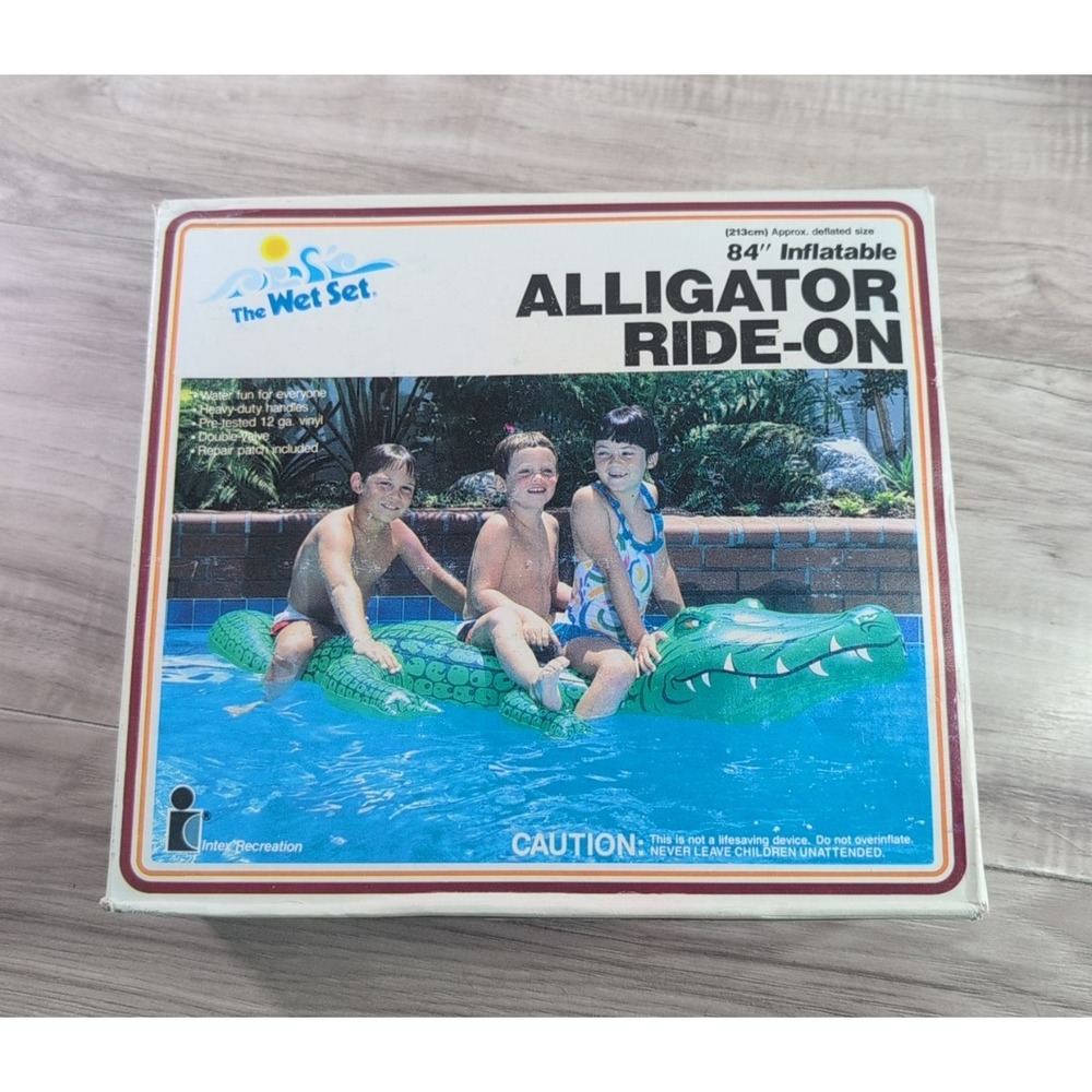 Vintage 1985 Intex The Wet Set 84" Alligator Ride-On Inflatable "Open Box"